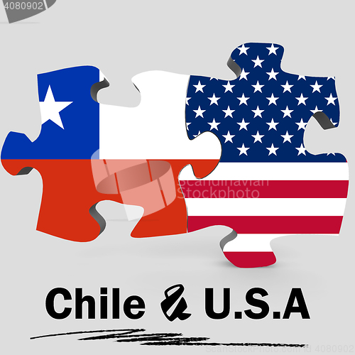 Image of USA and Chile flags in puzzle 