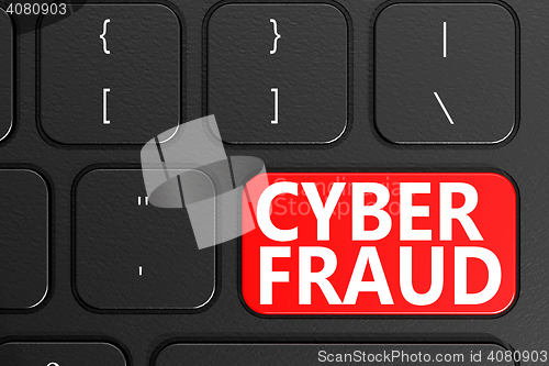 Image of Cyber Fraud on black keyboard