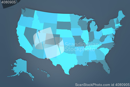 Image of Detailed USA Map on blue Background
