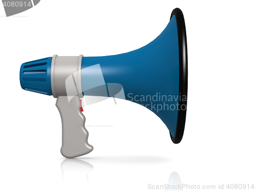 Image of Blue megaphone isolated on white