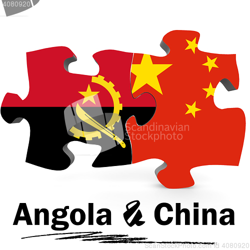 Image of China and Angola flags in puzzle 