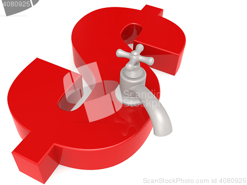 Image of Dollar sign with water faucet