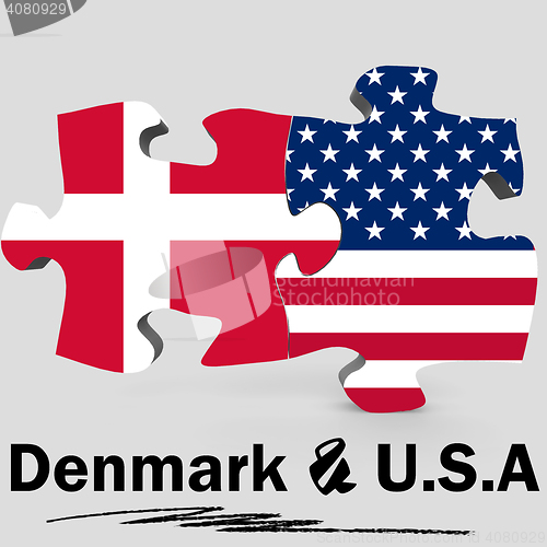 Image of USA and Denmark flags in puzzle 