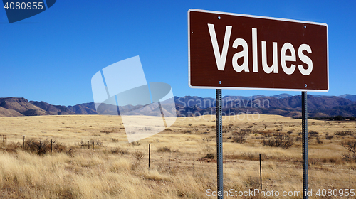 Image of Values brown road sign