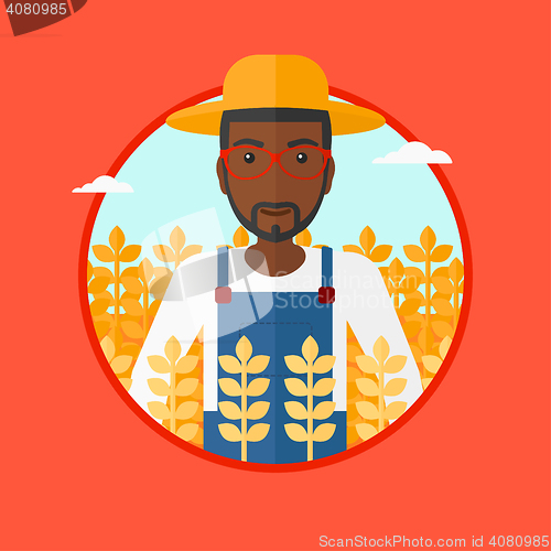 Image of Farmer in wheat field vector illustration.