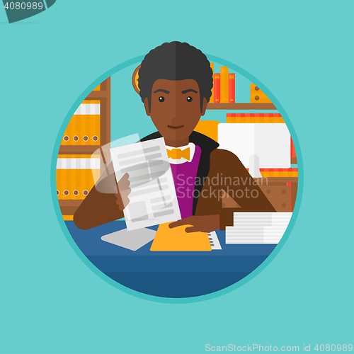 Image of HR manager checking files vector illustration.