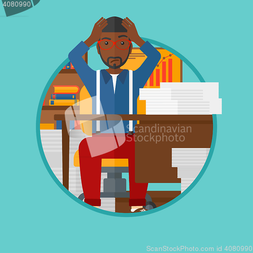 Image of Despair man sitting in office vector illustration.