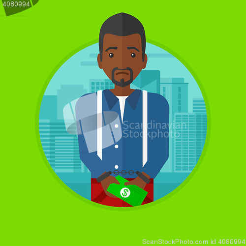 Image of Man handcuffed for crime vector illustration.