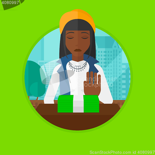 Image of Woman refusing to take bribe vector illustration.