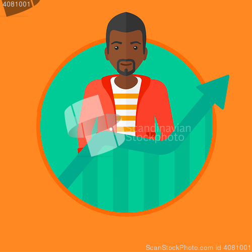 Image of Businessman with growing chart vector illustration