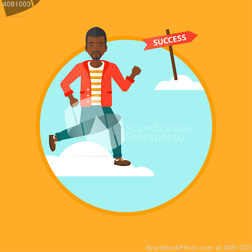 Image of Businessman moving to success vector illustration.