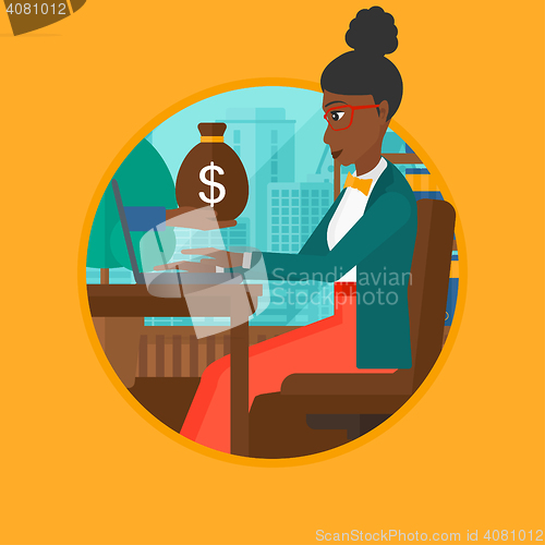 Image of Woman earning money from online business.