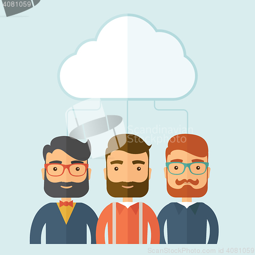 Image of Businessmen under the cloud. 