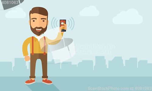 Image of Man holding smartphone.