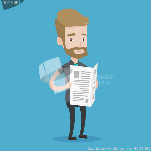 Image of Man reading newspaper vector illustration.