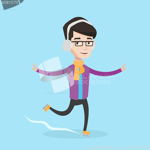 Image of Man ice skating vector illustration.