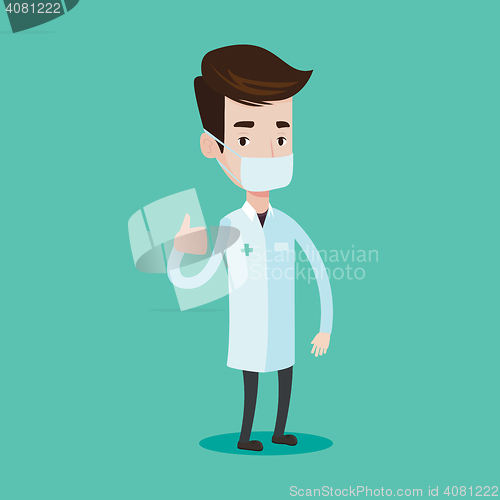 Image of Doctor giving thumbs up vector illustration.