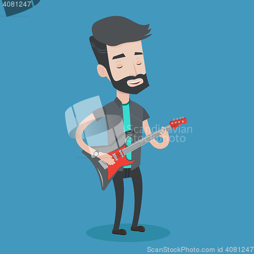 Image of Man playing electric guitar vector illustration.