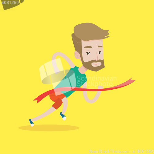 Image of Athlete crossing finish line vector illustration.