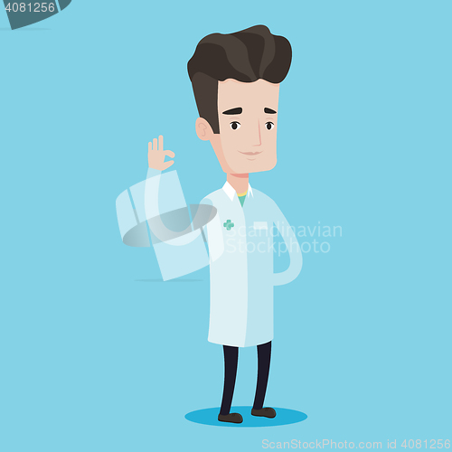 Image of Doctor showing ok sign vector illustration.