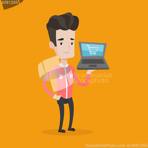 Image of Man shopping online vector illustration.