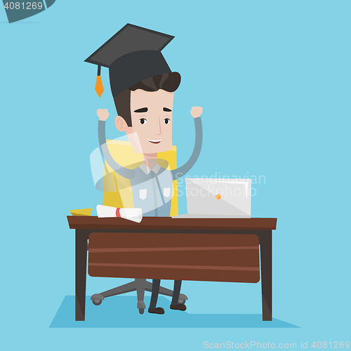 Image of Student using laptop for education.