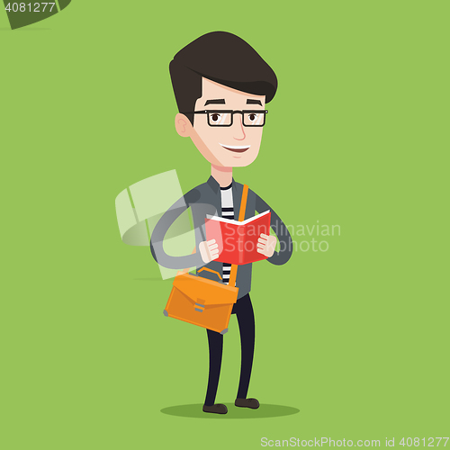 Image of Student reading book vector illustration.