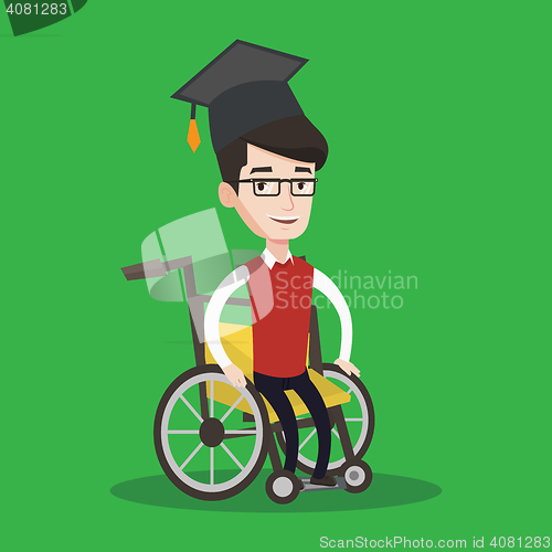 Image of Graduate sitting in wheelchair vector illustration