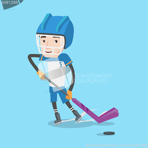 Image of Ice hockey player vector illustration.