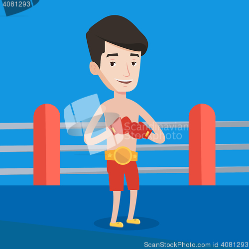 Image of Confident boxer in the ring vector illustration.