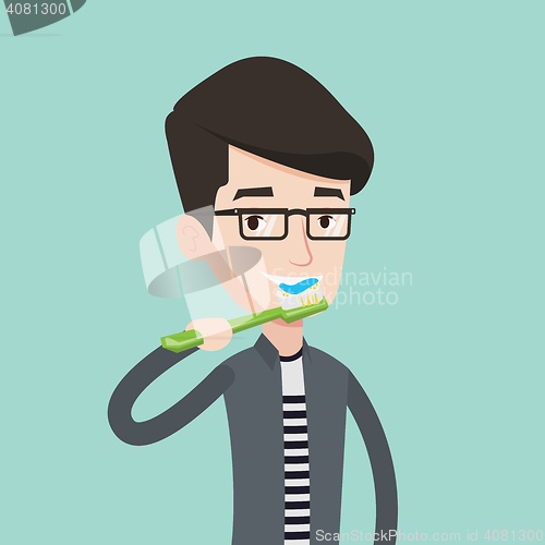 Image of Man brushing his teeth vector illustration.