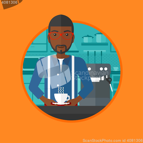 Image of Man making coffee vector illustration.