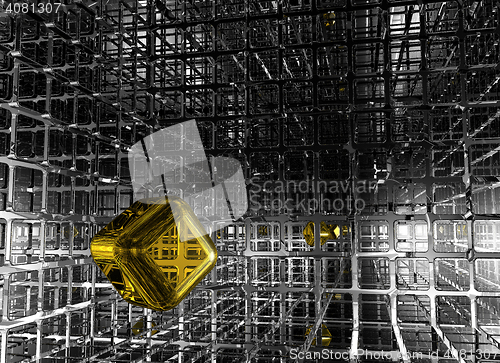 Image of abstract futuristic background with cube - 3d illustration