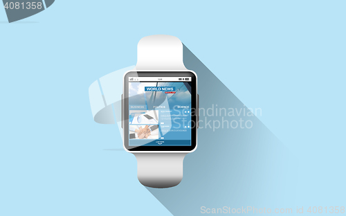 Image of close up of smart watch with business news
