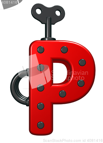 Image of letter p with decorative pieces - 3d rendering