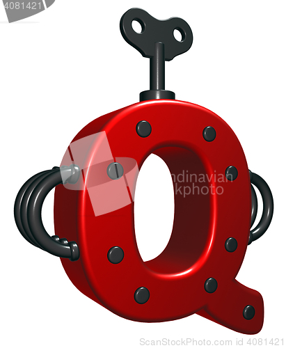 Image of letter q with decorative pieces - 3d rendering