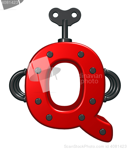Image of letter q with decorative pieces - 3d rendering
