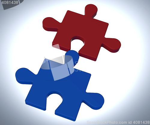 Image of Jigsaw Pieces Shows Teamwork Concept