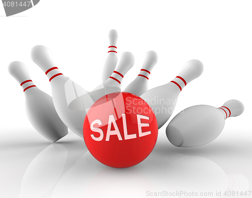 Image of Bowling Sale Represents Ten Pin And Activity 3d Rendering