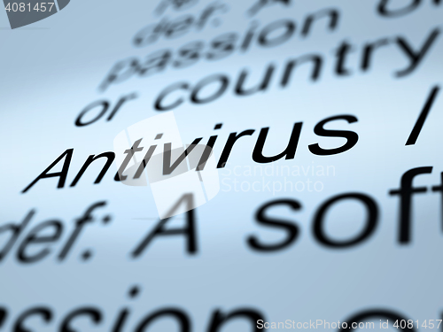 Image of Antivirus Definition Closeup Showing Computer System Security