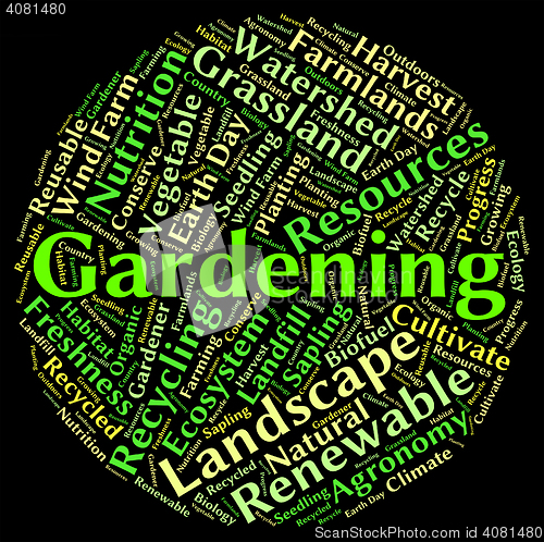 Image of Gardening Word Represents Outdoors Outside And Planting