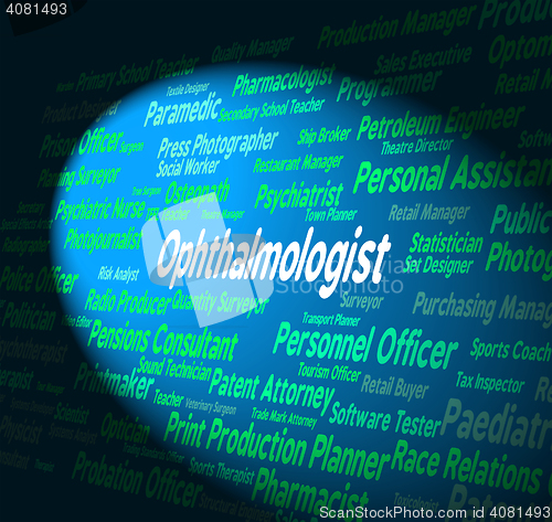 Image of Ophthalmologist Job Shows Specialists Scientist And Oculist