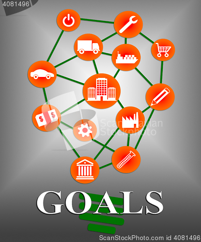 Image of Goals Icons Shows Aspirations Targeting And Aspire