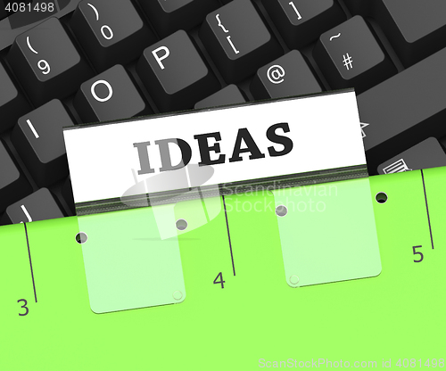 Image of Ideas File Indicates Thoughts Document And Creative 3d Rendering