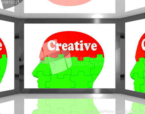 Image of Creative On Brain On Screen Shows Human Creativity