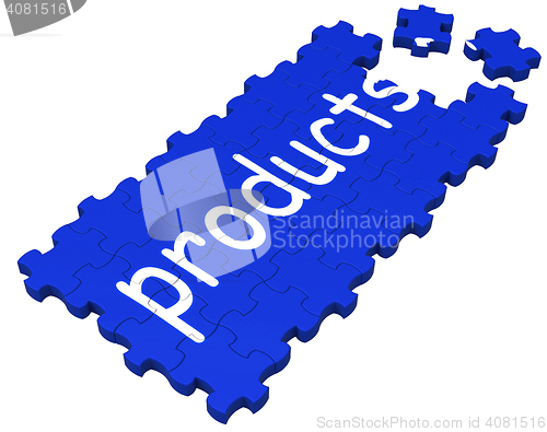 Image of Products Puzzle Shows Shopping Or Merchandise