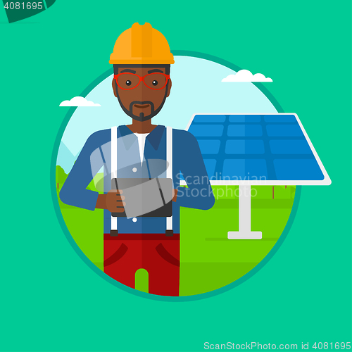 Image of Male worker of solar power plant.