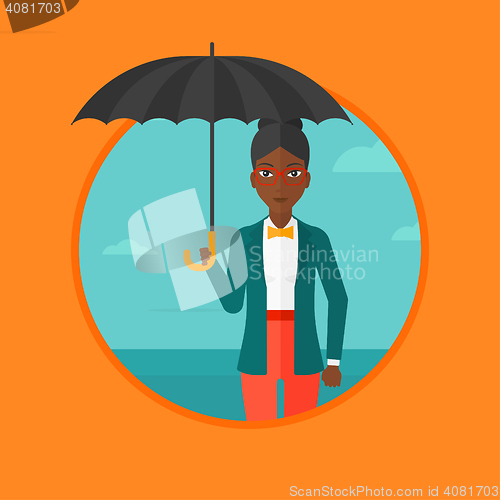 Image of Business woman with umbrella vector illustration.