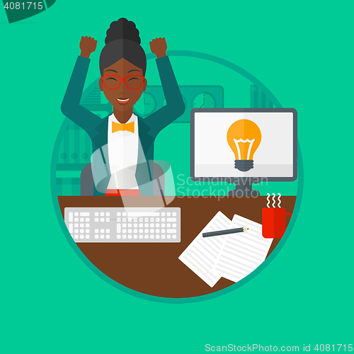 Image of Creative excited woman having business idea.