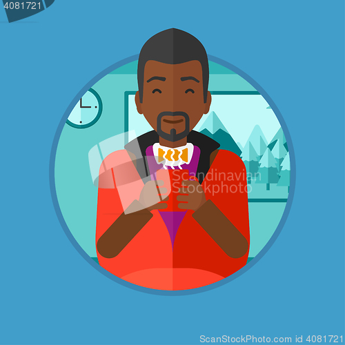 Image of Man drinking coffee or tea vector illustration.